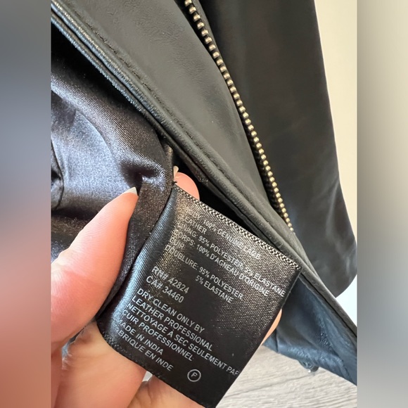 Black Genuine Leather Biker Jacket w/ Silver Hardware- Size X-Small - Picture 7 of 12